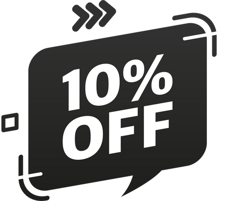 Trendy flat advertising with 10 percent discount flat badge